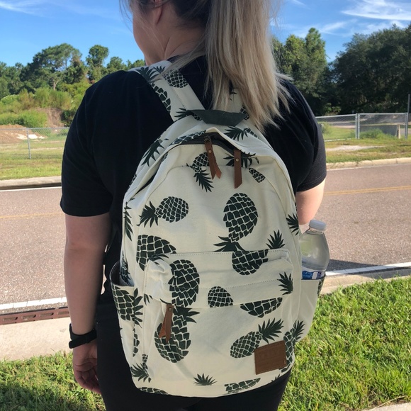 Vintage Canvas Pineapple Print Backpack - Picture 8 of 8